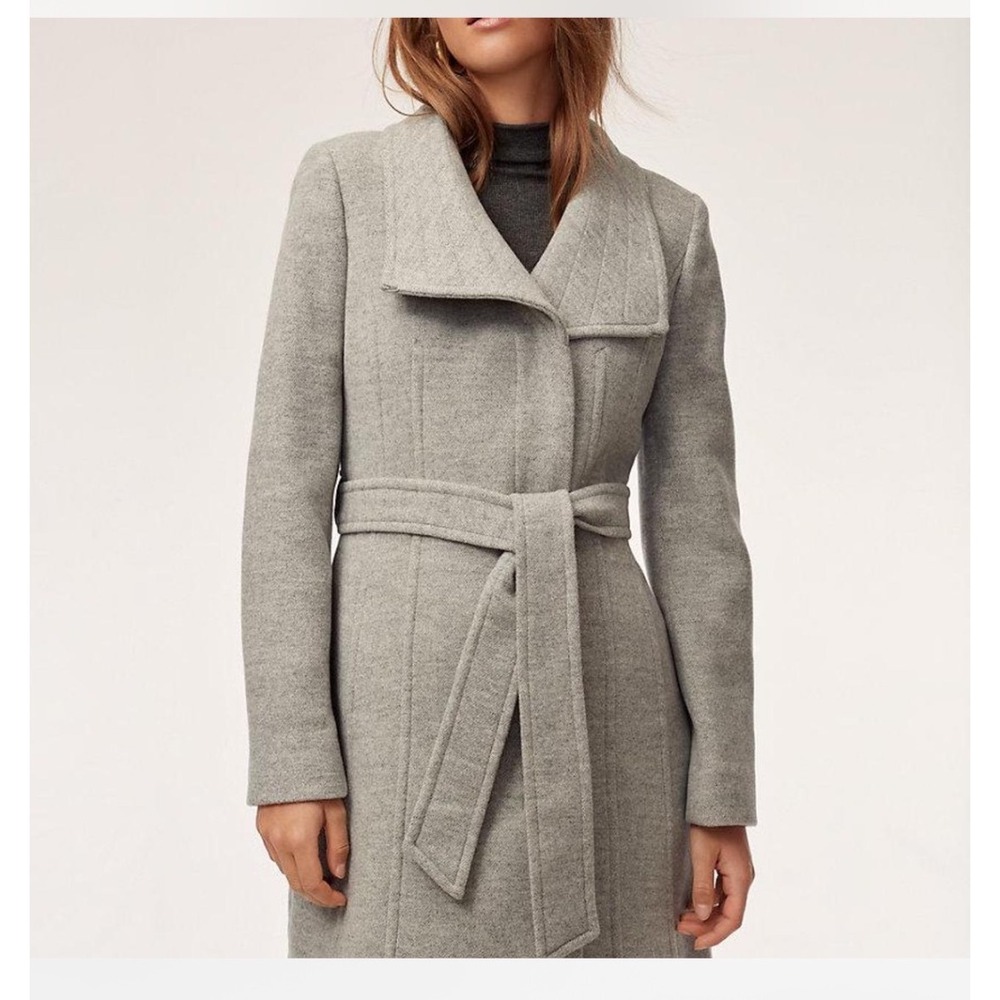 Babaton Howell Coat Women S Gray Wool Belted Shawl Collar OMH1-5151-44